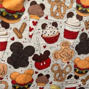 Happiest Bites on Earth Mickey plush Blanket New! 40”x40”